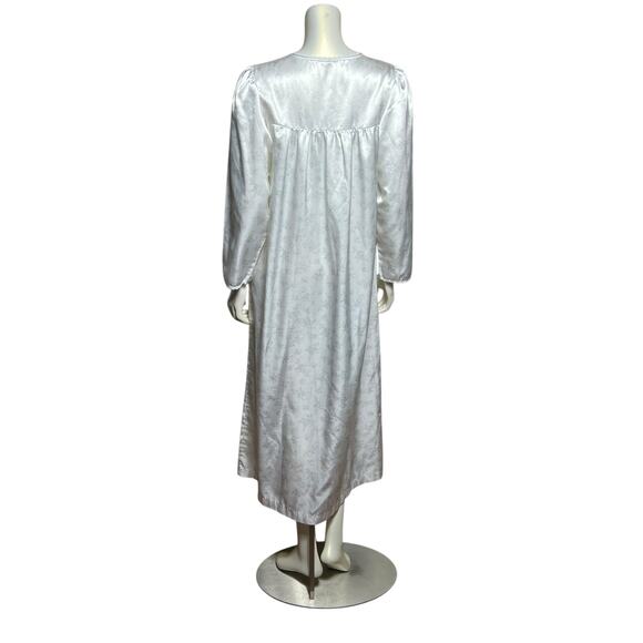 Vintage Satin Floral Nightgown, White with Pastel Flowers, Size Small - Picture 3 of 12